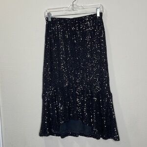 Cable & Gauge Black Sequence High Low Skirt
